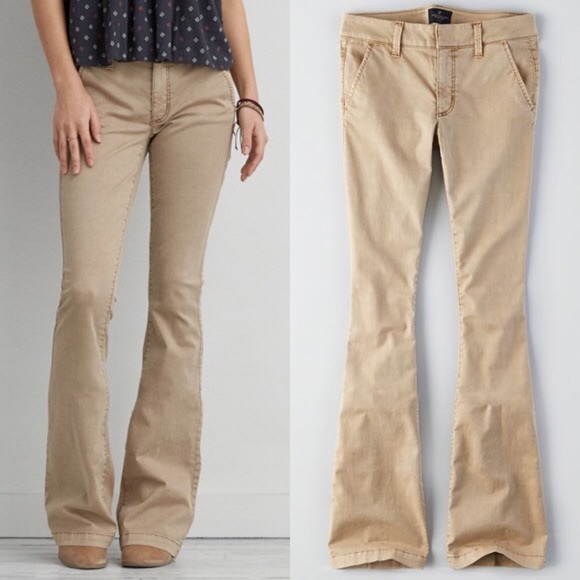 khaki flare jeans